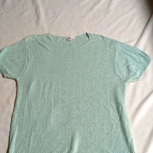 Authentic vintage Jacqueline Smith light blue short sleeve knit sweater #005